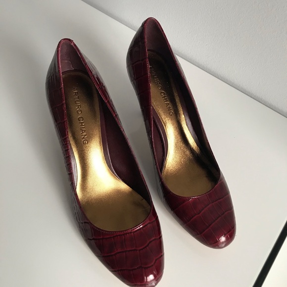 Arturo Chiang Red Wine Snakeskin Pumps Patent Leather Women’s Shoes Vintage Y2K - Picture 7 of 16